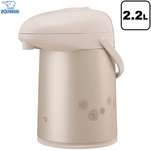 象印 押すだけポット（ガラス） ガラスマホービン ガラスエアーポット 容量：2.2L  マットベージュ ≪AB-RC22-CM≫