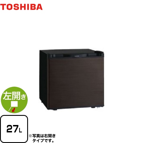 【特別配送】 東芝 冷蔵庫 1ドア冷蔵庫 左開きタイプ 容量27L ブラウン 【代引不可】≪GR-HB30PAL-TS≫