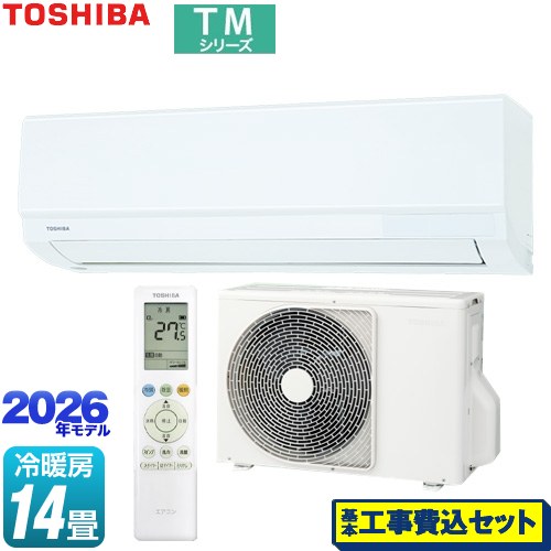 【工事費込セット（商品＋基本工事）】 東芝 TMシリーズ ルームエアコン 室内機：高さ250mmコンパクトタイプ 冷房/暖房：14畳程度  ホワイト ≪RAS-4016TM-W≫